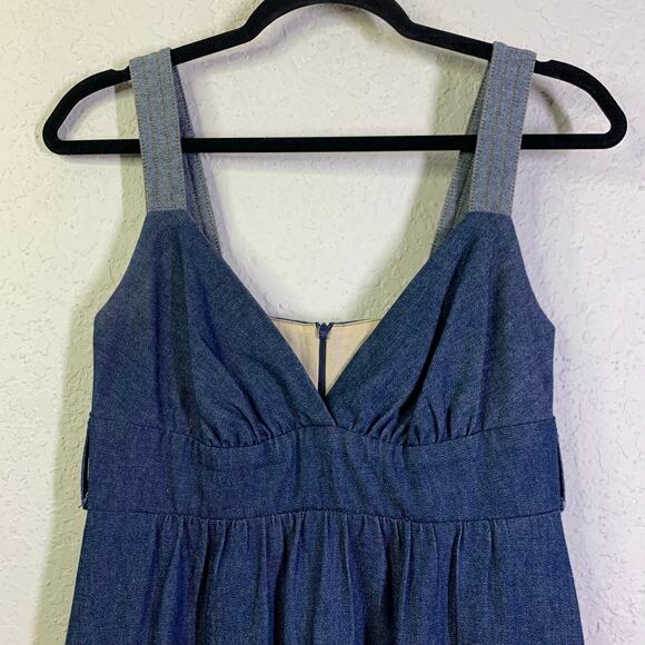 VOOM JOY HAN Dress Small Chambray Empire Waist Front Pockets Vintage 90's Y2K - Picture 4 of 14